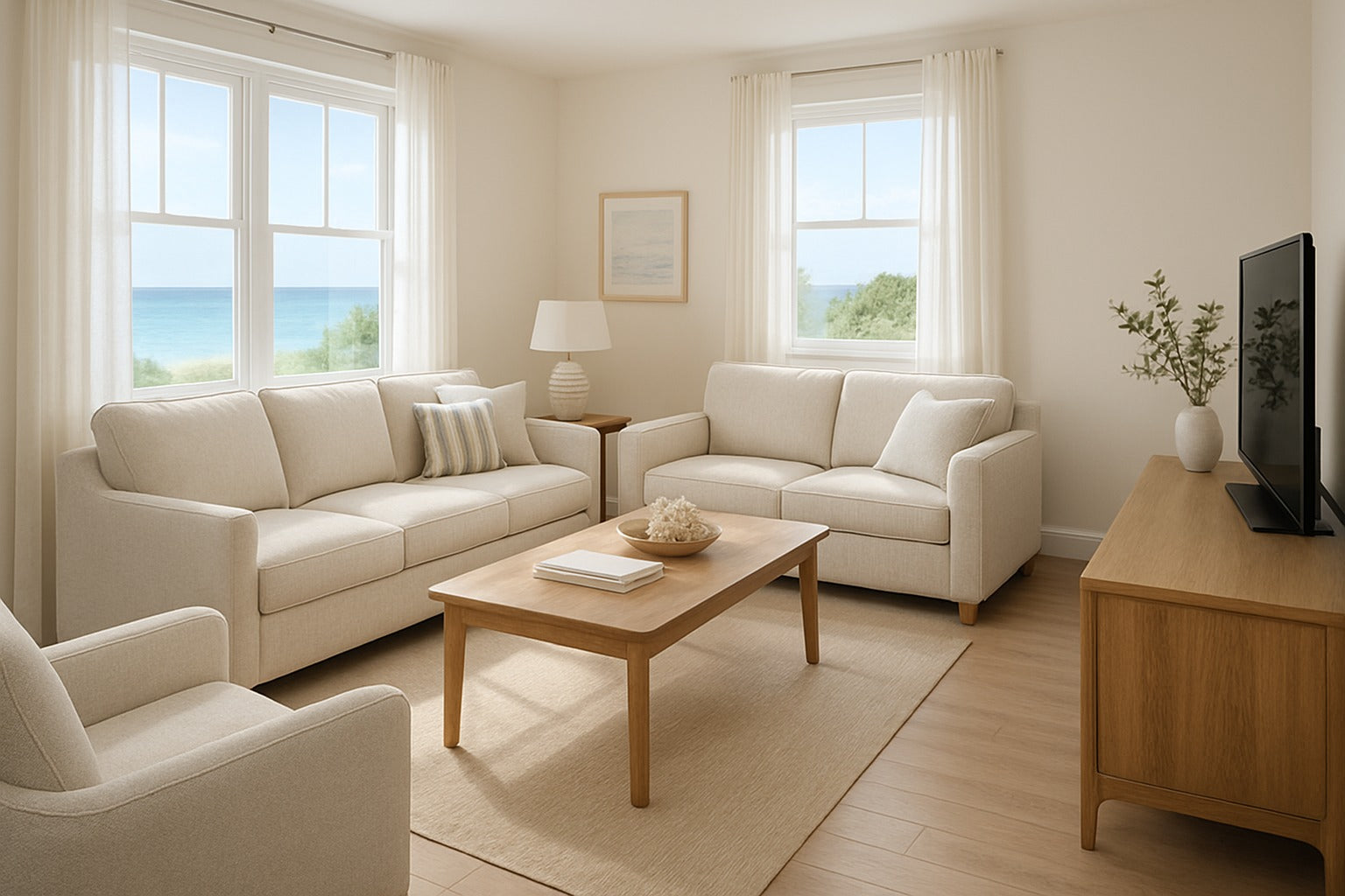 Luna Sand Upholstered Sofa
