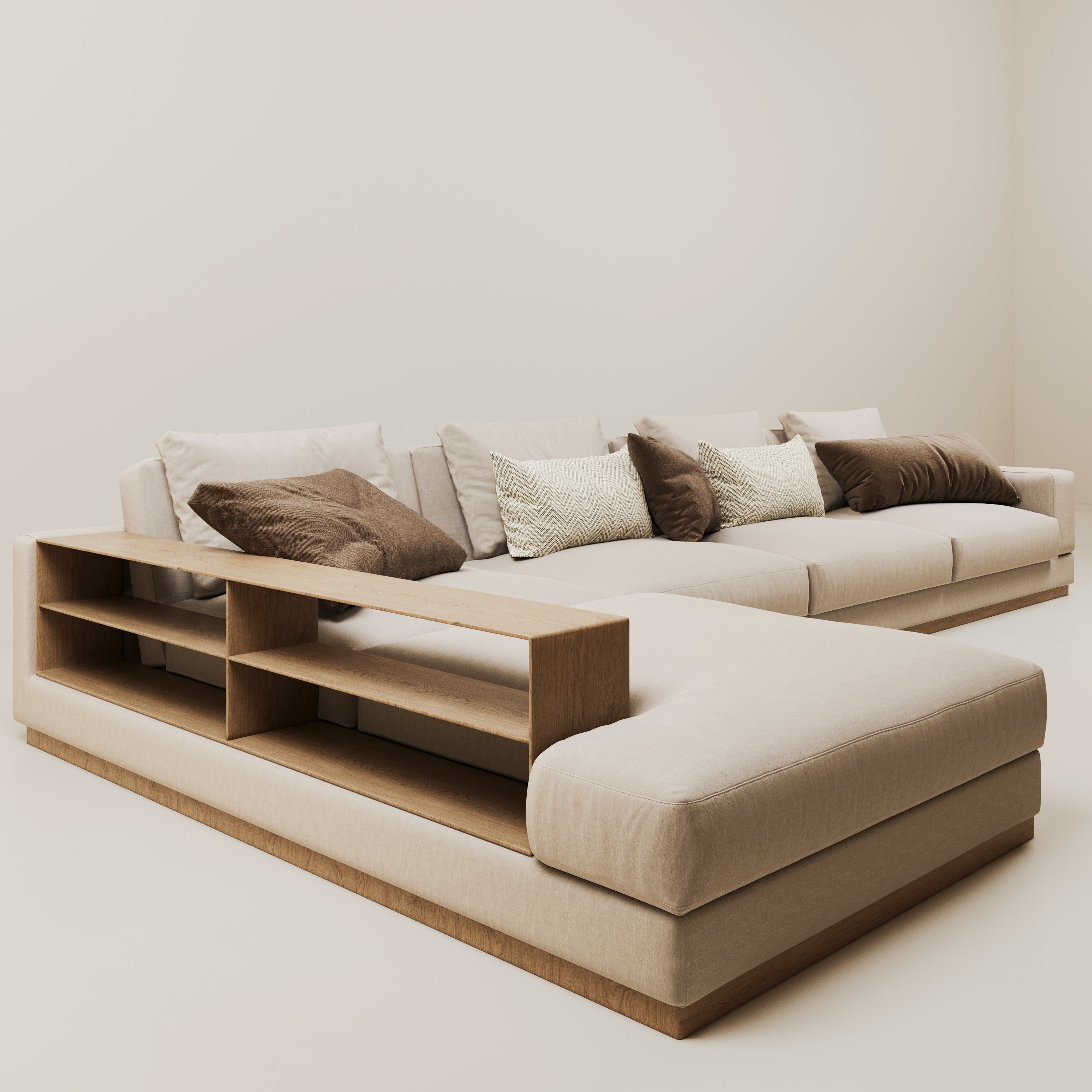 Charlie L Shape Sofa With Side Shelves
